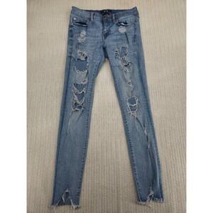 Aero Jeans Womens 6 Blue Denim Light Wash 30 Waist Distressed Stretch